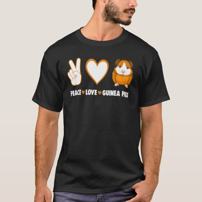 Hippie Cavy Guinea Pig Owner Peace Liebe Guinea Pi T-Shirt (Vorderseite)