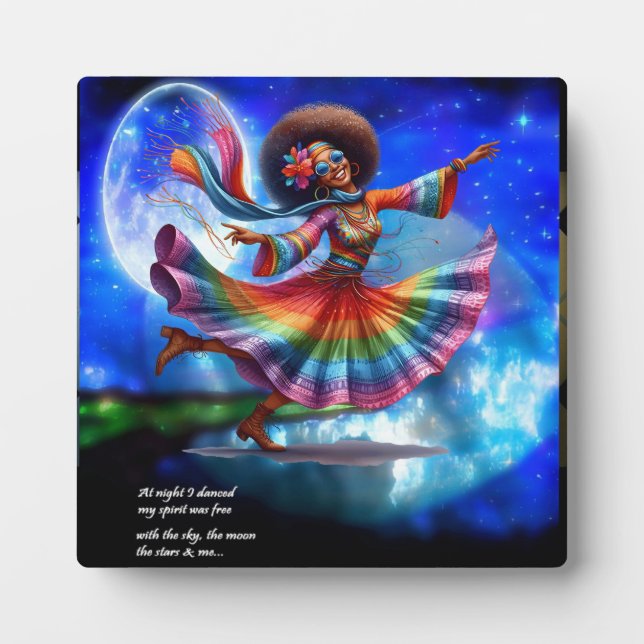 Hippie Chic Moon Plaque mit Easel Fotoplatte (Vorderseite)