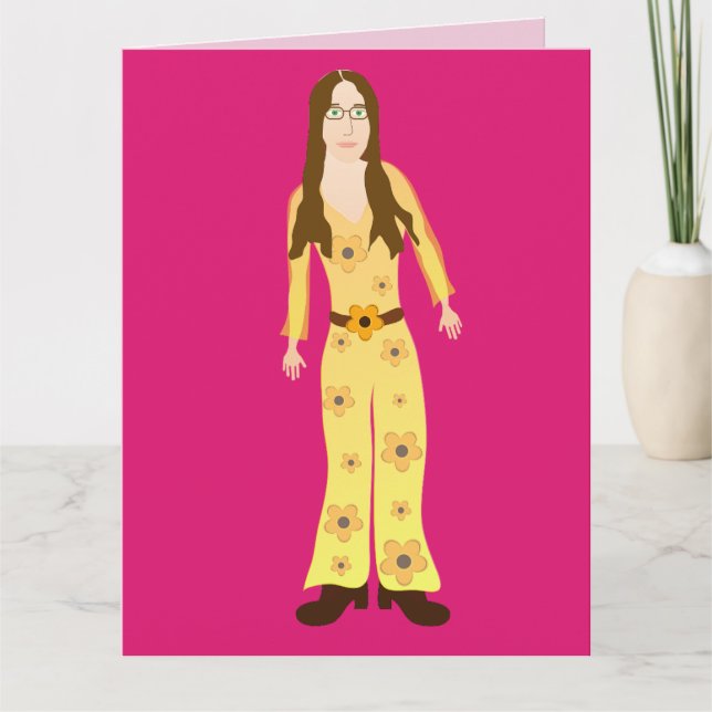 HIPPIE CHICK 1960S GROOVY BIRTHDAY CARD FOR FRIEND KARTE (Vorderseite)