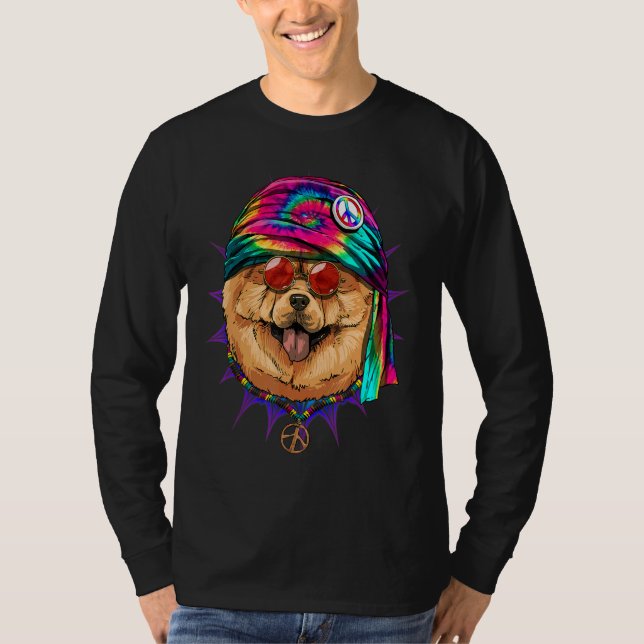 Hippie Chow Chow Tie Dye Peace Sign Psychedelic Do T-Shirt (Vorderseite)