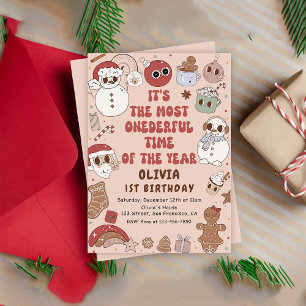 Hippie Christmas Santa Onederful Erster Geburtstag Einladung