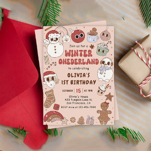 Hippie Christmas Winter Onederland 1. Geburtstag Einladung