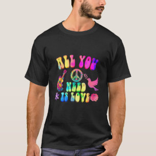 Hippie Costume Peace Sign Liebe 70er Party Men W T-Shirt
