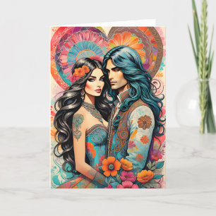 Hippie Couple mit psychedelischem Herzen Ankündigung