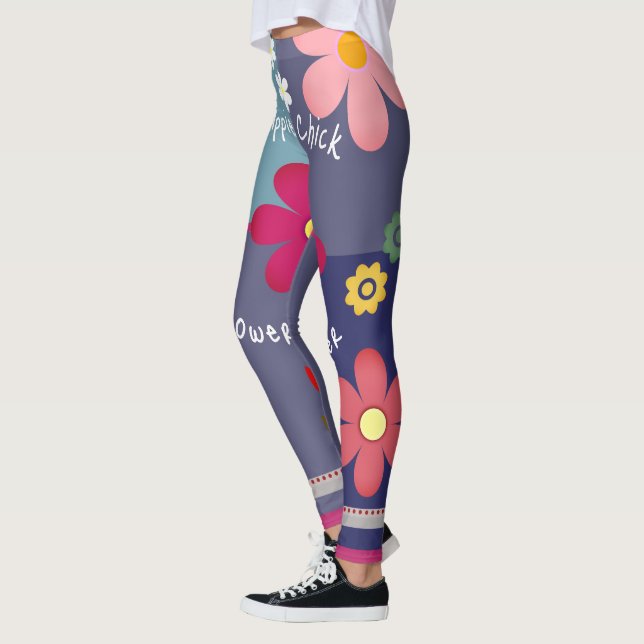 Hippie Daisy Blume Power Boho Lila Pink Yoga Leggings (Links)