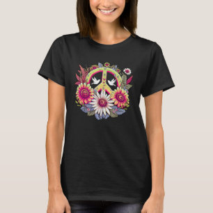 Hippie-Daisy-Friedenszeichen Retro-Blume Sonnenblu T-Shirt
