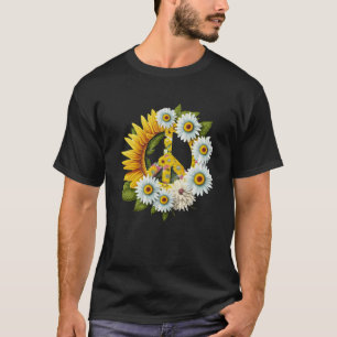 Hippie Daisy Peace Sign Retro Blume Sonnenblumen T-Shirt