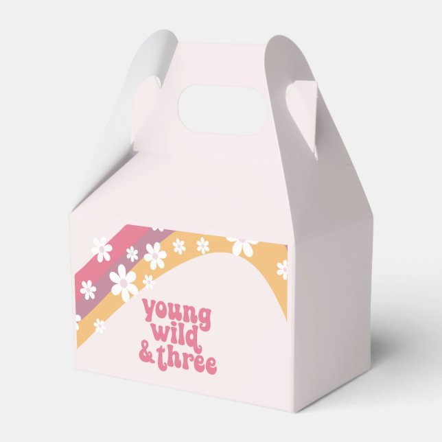 Hippie Daisy Rainbow young wild drei Favor Box Geschenkschachtel (Vorderseite)
