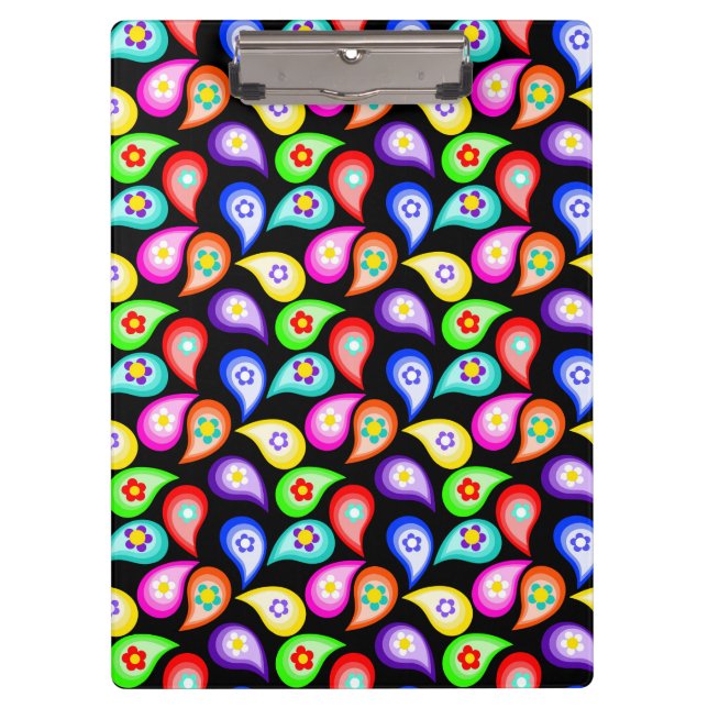 Hippie Daze, Paisley Blume Muster-Zwischenablage Klemmbrett (Vorderseite)