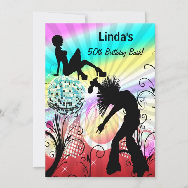 Hippie Disco Retro Party Einladung (Vorderseite)