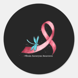 Hippie Dragonfly Burgundy Ribbon Brain Aneurysm Aw Runder Aufkleber