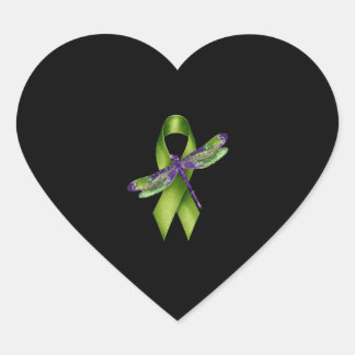 Hippie Dragonfly Green Ribbon Cerebral Palsy Aware Herz-Aufkleber