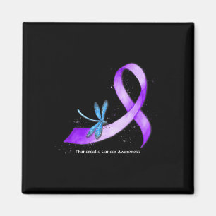 Hippie Dragonfly Lila Ribbon Bauchspeicheldrüsenkr Magnet