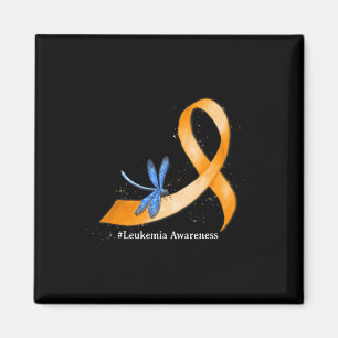 Hippie Dragonfly Orange Ribbon Leukemia Bewusstsei Magnet