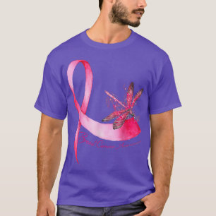 Hippie Dragonfly Pink Ribbon Brustkrebs Awarene T-Shirt