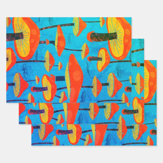 Hippie Dreamy Retro Vibe Verzaubernde Pilze Geschenkpapier Set (Set)