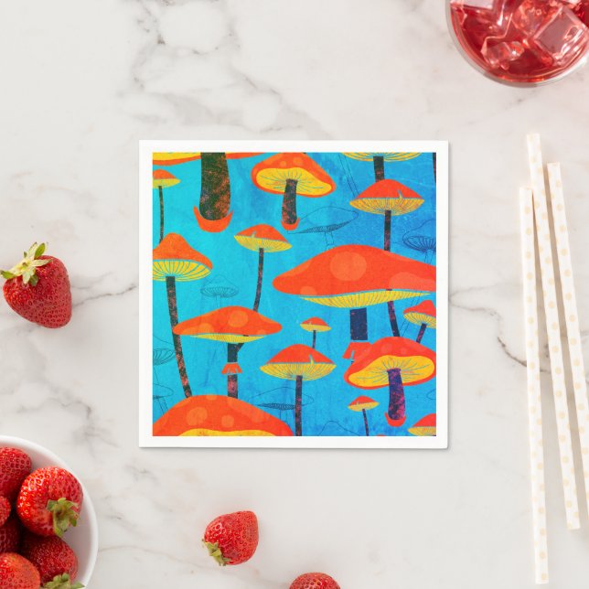 Hippie Dreamy Retro Vibe Verzaubernde Pilze Serviette (Beispiel)