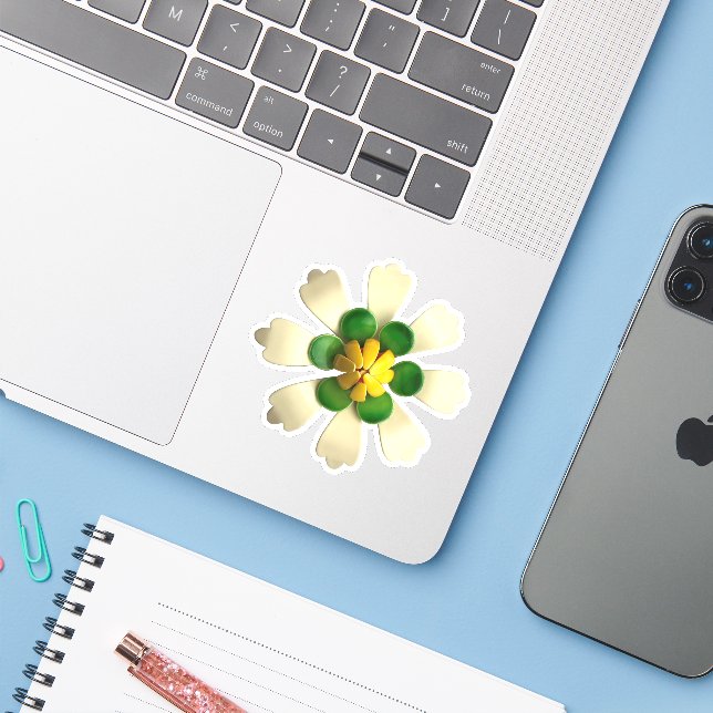  Hippie Exotic White Daisy Flower Wedding Aufkleber (Laptop mit iPhone)