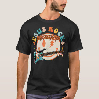 Hippie Face Jesus Rocks Faith Christlich Faith Fun T-Shirt