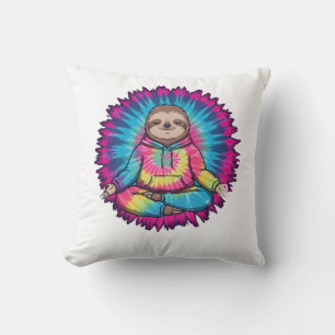 Hippie Faultier Friedenszeichen Tie-Dy Kissen
