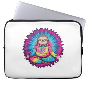 Hippie-Faultier-Friedenszeichen-Tie-Dy Laptopschutzhülle