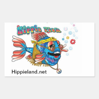 Hippie Fish Rechteckiger Aufkleber