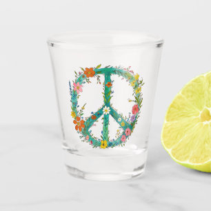 Hippie Floral Peace Sign Schnapsglas