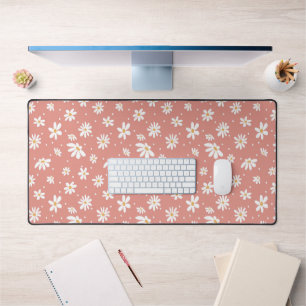 Hippie Floral Retro 70er Daisy Pink Zuhause Office Schreibtischunterlage