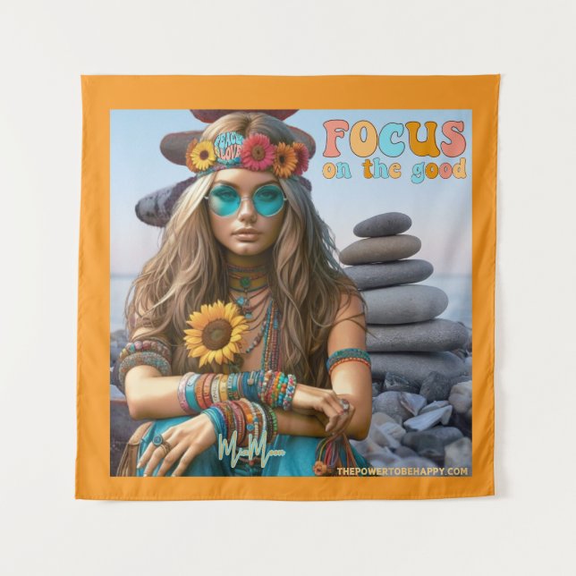 HIPPIE FOCUS ON THE GOOD POSTER WANDTEPPICH (Vorderseite)