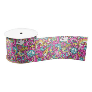 Hippie-, Friedens- und Liebes-Schal Satinband