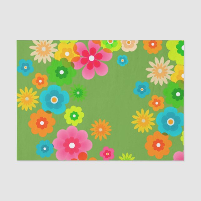 Hippie-FriedensRetro buntes Boho Chic Seidenpapier (Vorderseite)