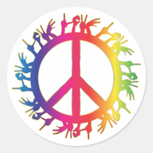 Hippie-Friedenssymbol Sechziger Jahre Party-Aufkle Runder Aufkleber