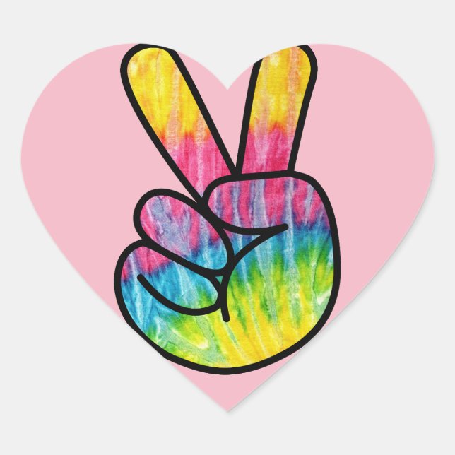 Hippie-Friedenszeichen Herz-Aufkleber (Vorderseite)