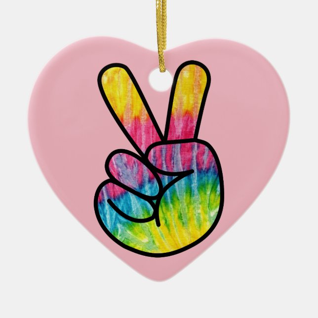 Hippie-Friedenszeichen Porzellanschmuck Keramik Ornament (Vorne)