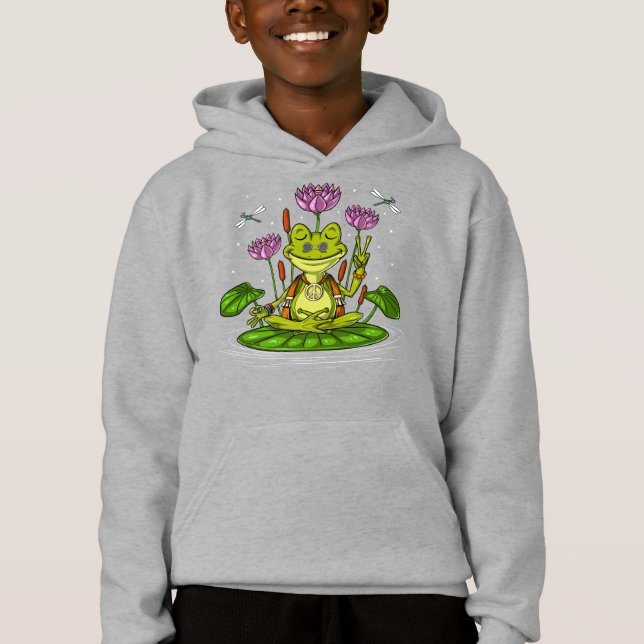 Hippie Frog Meditation Hoodie (Vorderseite)