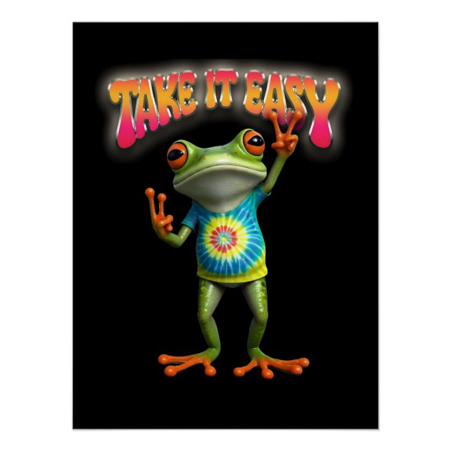 Hippie Frog Take it Easy Fun Colorful  Poster (Vorderseite)