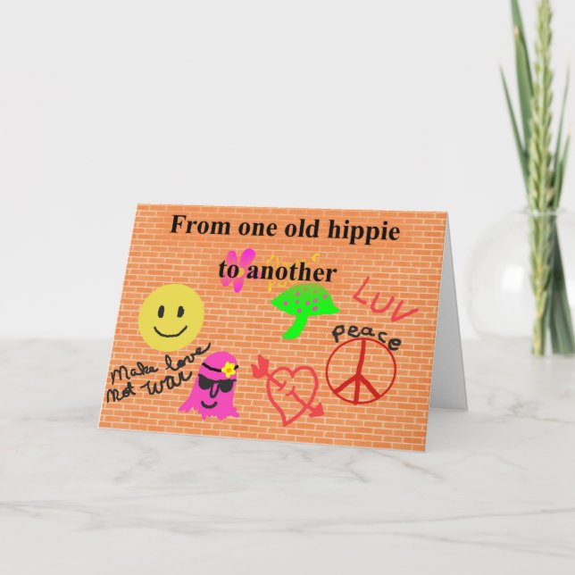 Hippie-Geburtstags-Karte Karte (Vorderseite)