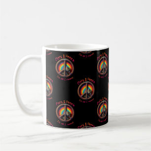 Hippie Gefärbte Krawatte Cat Lovers Peace - Zeiche Kaffeetasse