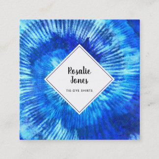Hippie Gefärbte Krawatte Muster Watercolor Blau Mo Quadratische Visitenkarte