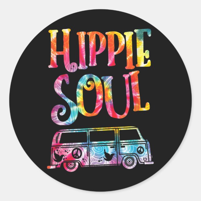 Hippie Gefärbte Krawatte Van Hippie Soul Runder Aufkleber (Vorderseite)