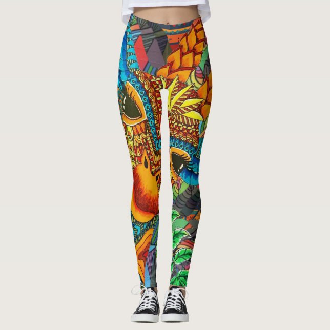 Hippie Giraffe Boho Leggings (Vorderseite)