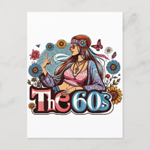 Hippie Girl Cick Peace signiert Finger Kunst Postkarte