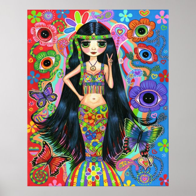 Hippie Girl Mermaid Poster (Vorne)