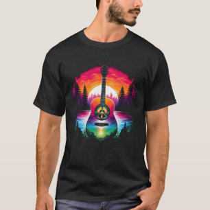 Hippie Gitarre Mond I Gitarrist Musiker Friedensze T-Shirt