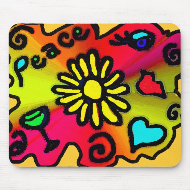 Hippie-Graffiti Mousepad (Vorne)
