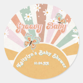 Hippie Groovy Daisies Retro 70er Sunshine Baby Runder Aufkleber