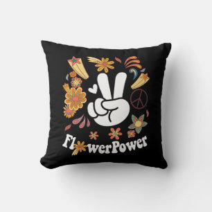 Hippie Groovy FlowerPower Woodstock Bohemischer Fr Kissen