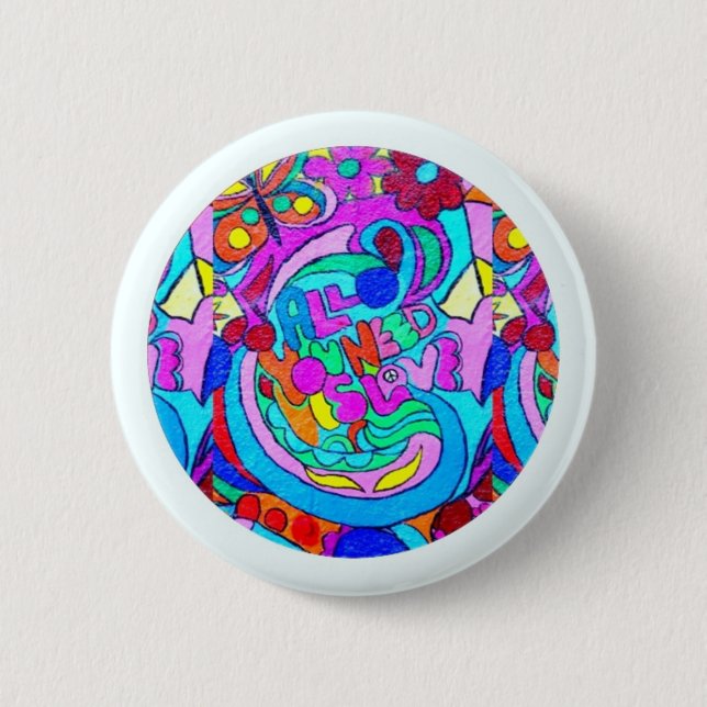 Hippie Groovy Liebe Button (Vorderseite)