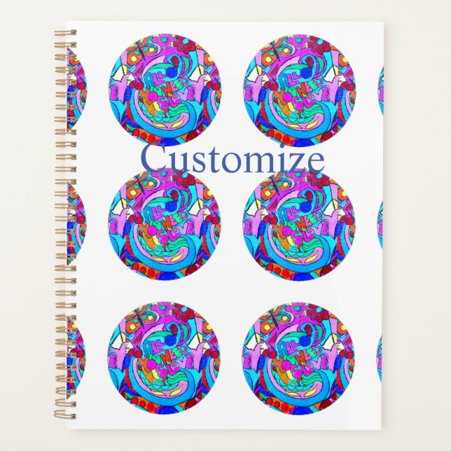 Hippie Groovy Liebe Circles Planer (Vorderseite)