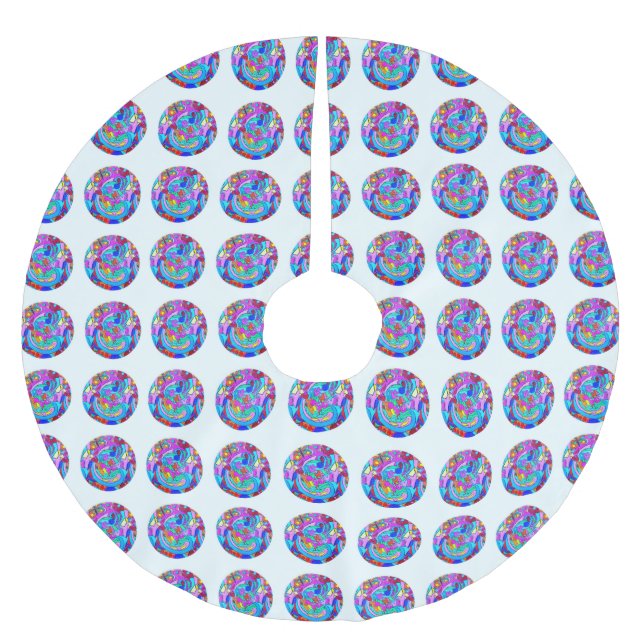 Hippie Groovy Liebe Circles Polyester Weihnachtsbaumdecke (Vorderseite)